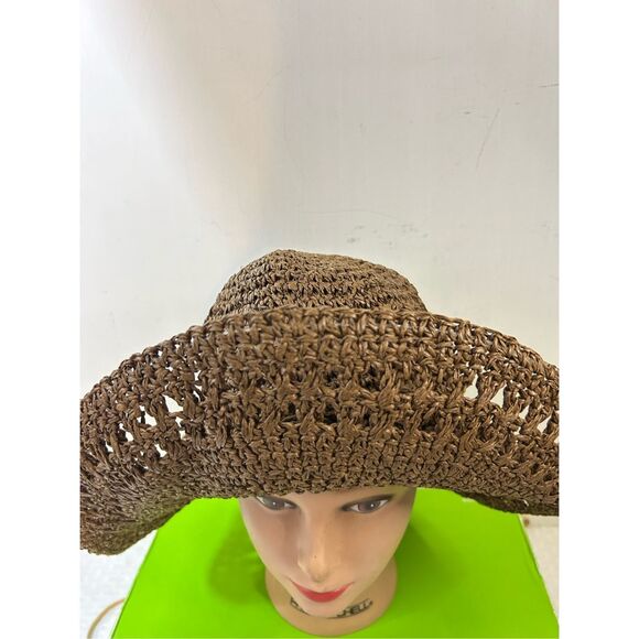 Time and Tru Brown paper beach hat rn#52469 - Picture 2 of 7